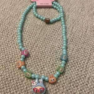 Cute Beaded Labubu Necklace with Bunny Charms